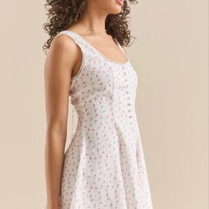 Altar'd State White and Pink Floral Dress Size L 100% Cotton